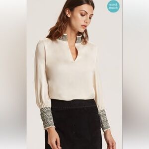 Marie Oliver blouse, ivory w/black detail around neck & cuffs. Never worn.